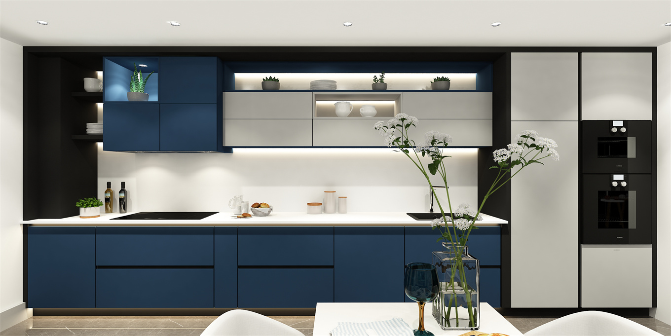 gabinete de cocina azul